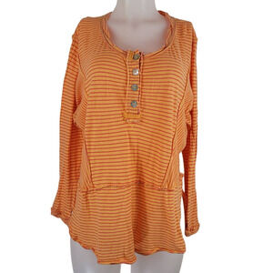 We The Free Yellow Orange Stripped Lightweight Women's Top XS